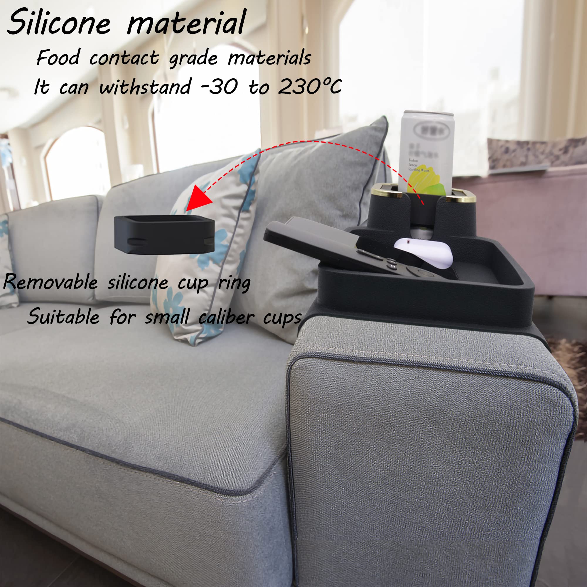 Amazon.co.jp: ソファアームトレイ カップホルダー付き ソファドリンク